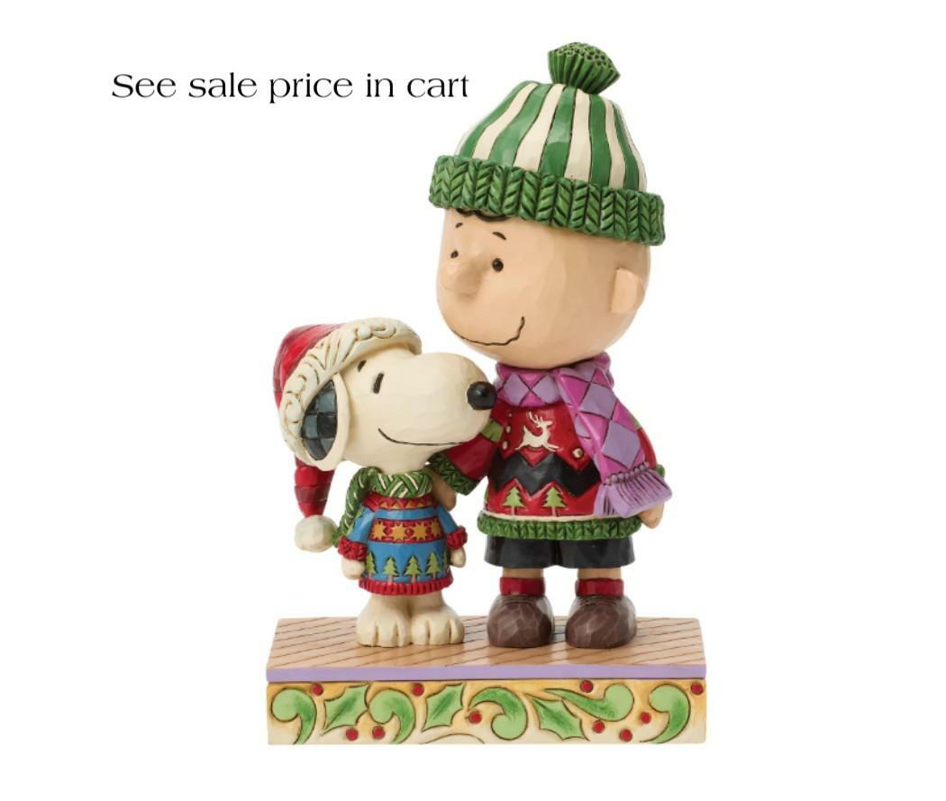 Enesco Peanuts by Jim Shore Snoopy and Charlie Brown Wearing Christmas Sweaters6018686