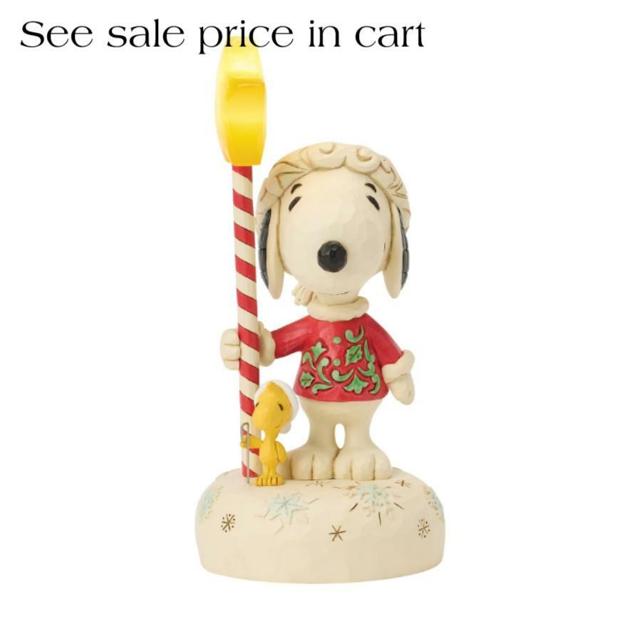 Enesco Peanuts by Jim Shore Snoopy and Woodstock Standing with Star Staff Light Up6018684