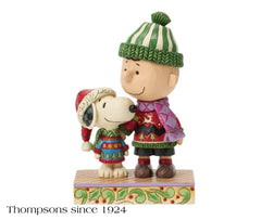 Enesco Peanuts by Jim Shore Snoopy and Charlie Brown Wearing Christmas Sweaters6018686