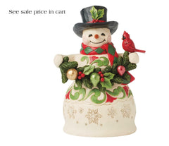 Enesco Jim Shore Heartwood Creek Snowman with Christmas Garland and Cardinal6017054