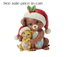 Enesco Jim Shore Heartwood Creek Dog and Cat Hugging Miniature 6019327
