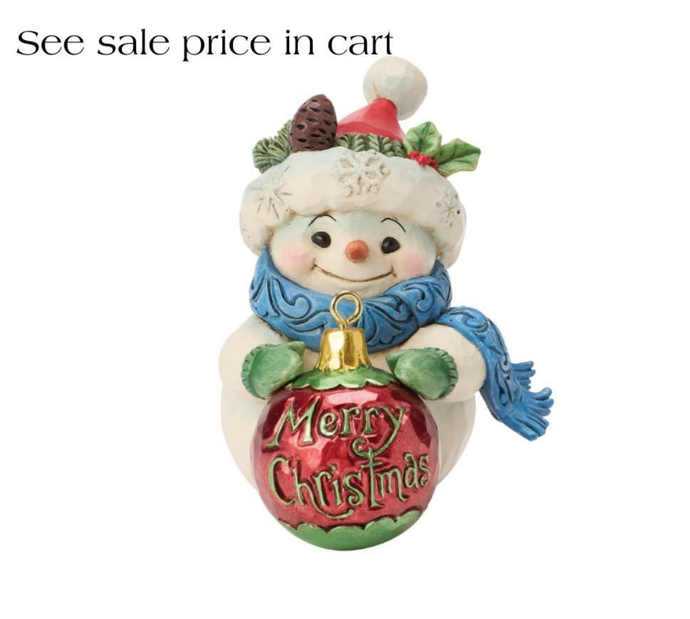 Enesco Jim Shore Heartwood Creek Snowman Holding a Ball Ornament Mini 6019324