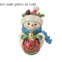 Enesco Jim Shore Heartwood Creek Snowman Holding a Ball Ornament Mini 6019324