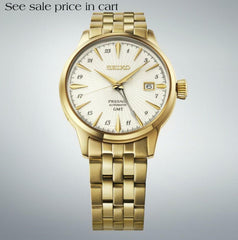 Seiko Presage Cocktail time SS GP GMT White Dial HCB004