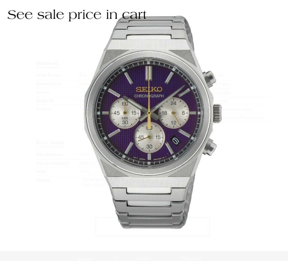 Seiko Essential SS Quartz Chronograph Purple Dial 145 LE HGK003