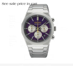 Seiko Essential SS Quartz Chronograph Purple Dial 145 LE HGK003
